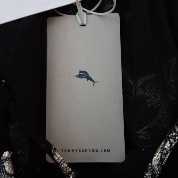 Tommy Bahama Peasant Top Women's Size XL Black Shimmering Jacquard Print Boho - Picture 8 of 10